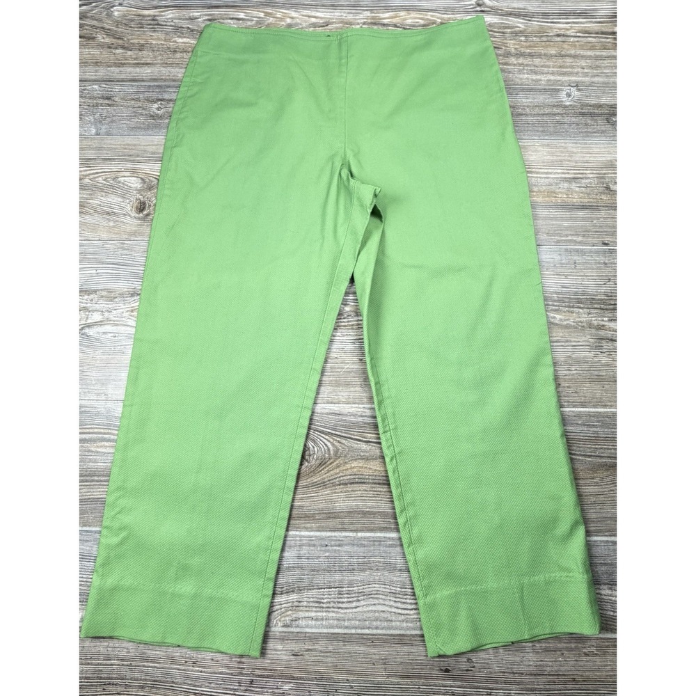 Talbots Petites Cropped Pants Womens 16P Lime Green Classic Side Zip Stretch